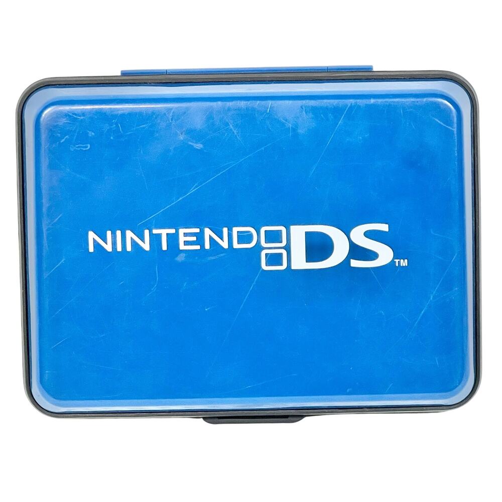 Nintendo DS Blue Black Carrying Case Plastic Foam Game Slots Nice
